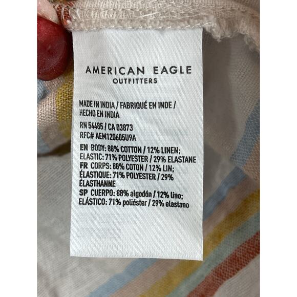 American Eagle Crop Top Off the Shoulder XL Smocked Multi Color - Picture 5 of 8